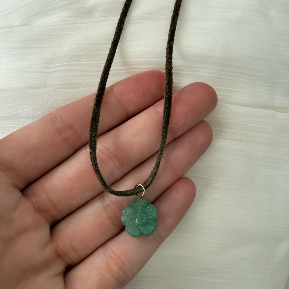 Jade Flower Pendant Necklace